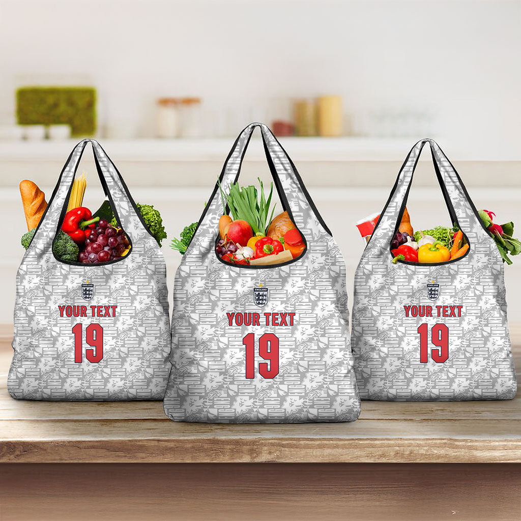 Custom World Football 2026 England Grocery Bag Three Lions Monogram White Glory