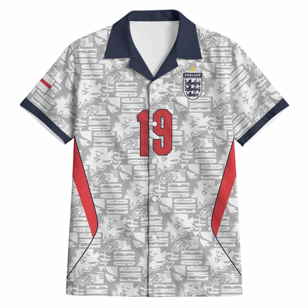 Custom World Football 2026 England Hawaiian Shirt Three Lions Monogram White Glory
