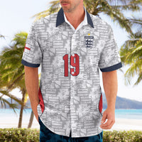 Custom World Football 2026 England Hawaiian Shirt Three Lions Monogram White Glory