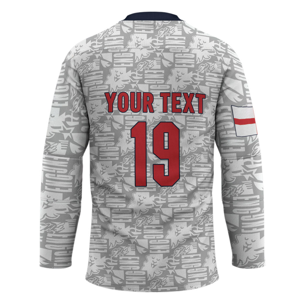 Custom World Football 2026 England Hockey Jersey Three Lions Monogram White Glory