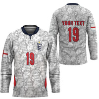 Custom World Football 2026 England Hockey Jersey Three Lions Monogram White Glory