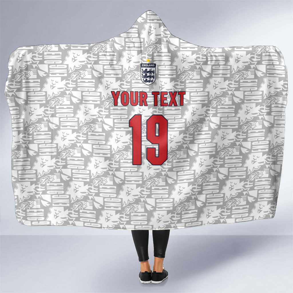 Custom World Football 2026 England Hooded Blanket Three Lions Monogram White Glory