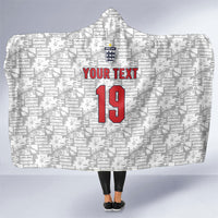 Custom World Football 2026 England Hooded Blanket Three Lions Monogram White Glory