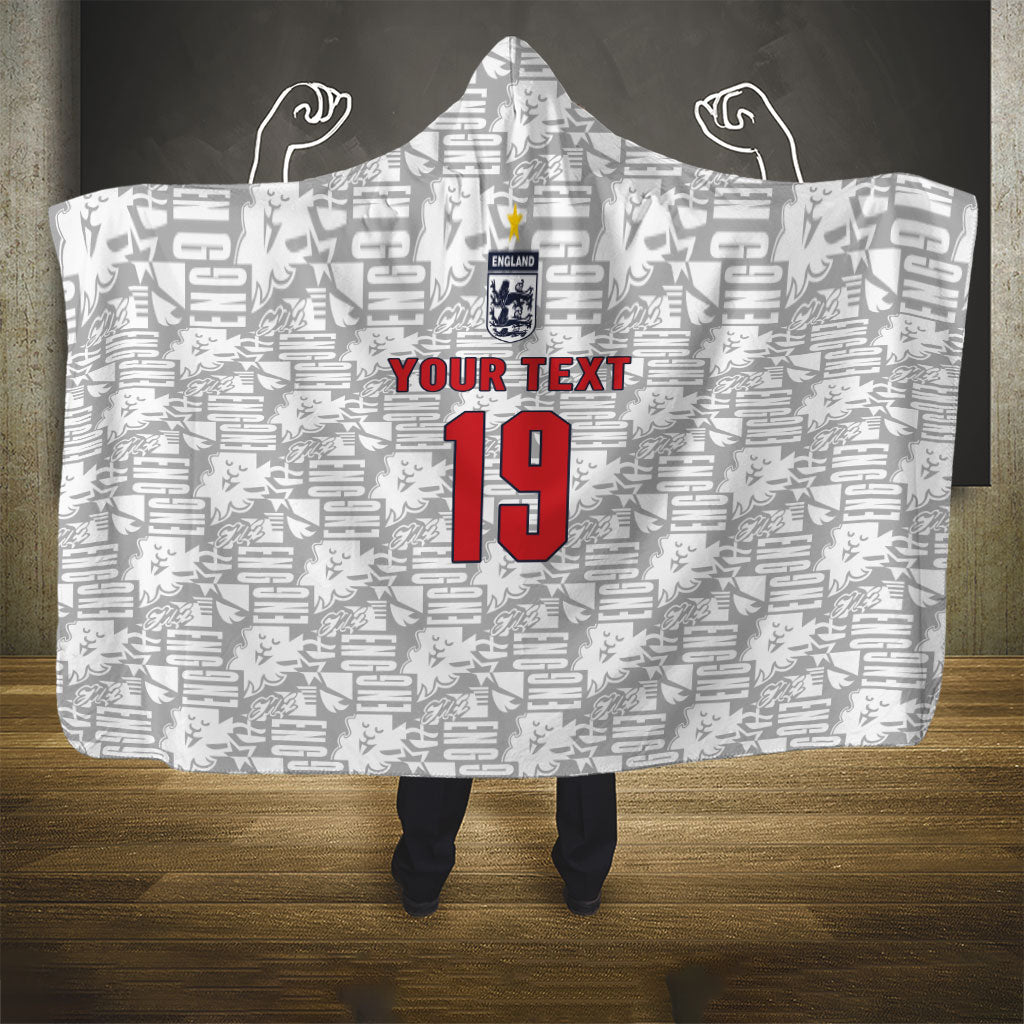 Custom World Football 2026 England Hooded Blanket Three Lions Monogram White Glory