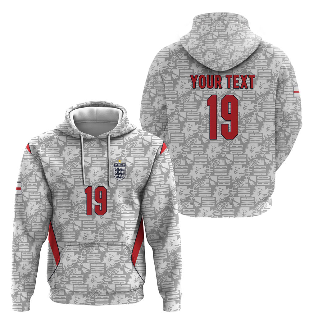 Custom World Football 2026 England Hoodie Three Lions Monogram White Glory