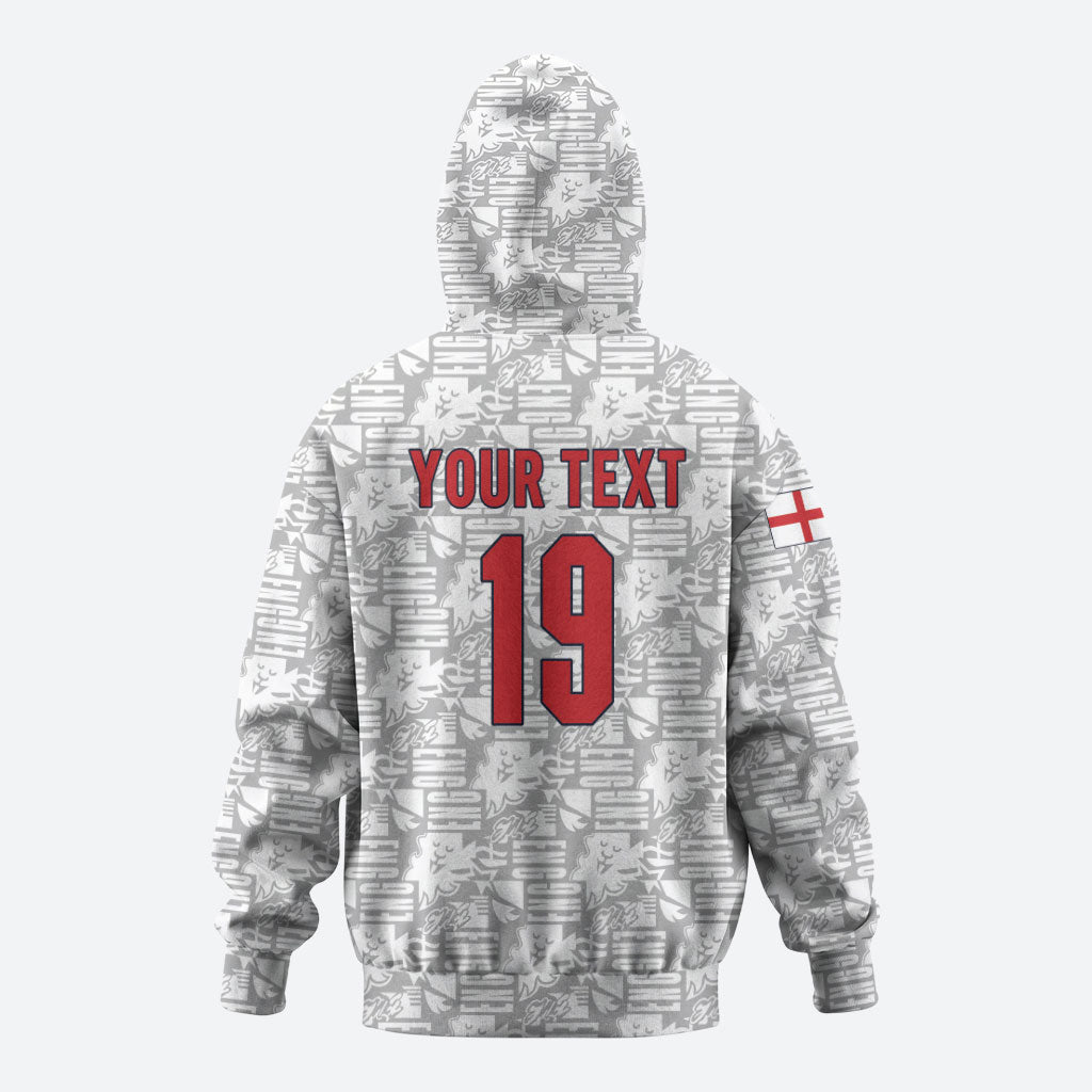 Custom World Football 2026 England Hoodie Three Lions Monogram White Glory