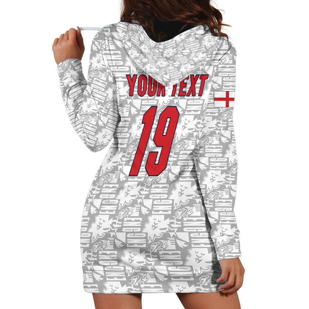 Custom World Football 2026 England Hoodie Dress Three Lions Monogram White Glory