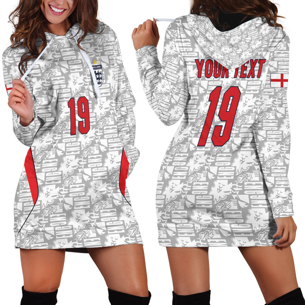 Custom World Football 2026 England Hoodie Dress Three Lions Monogram White Glory