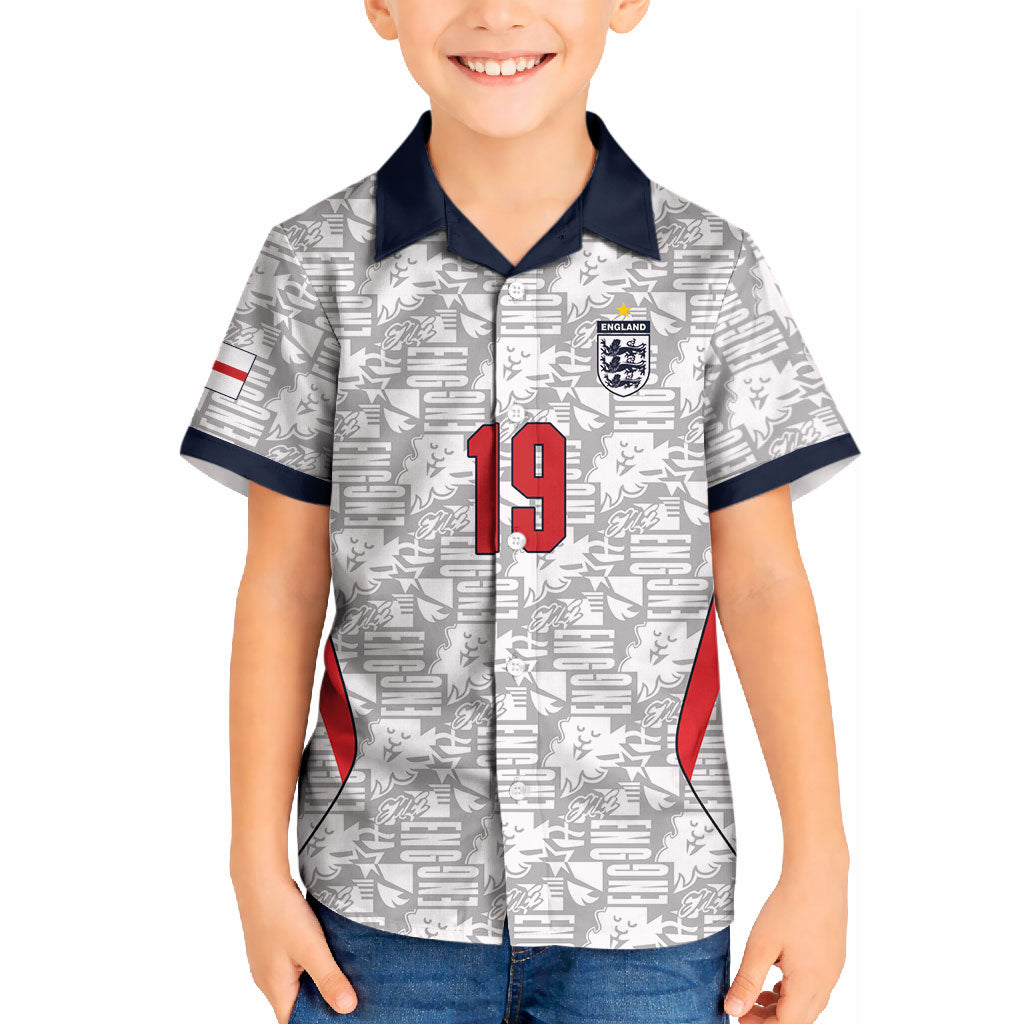 Custom World Football 2026 England Kid Hawaiian Shirt Three Lions Monogram White Glory