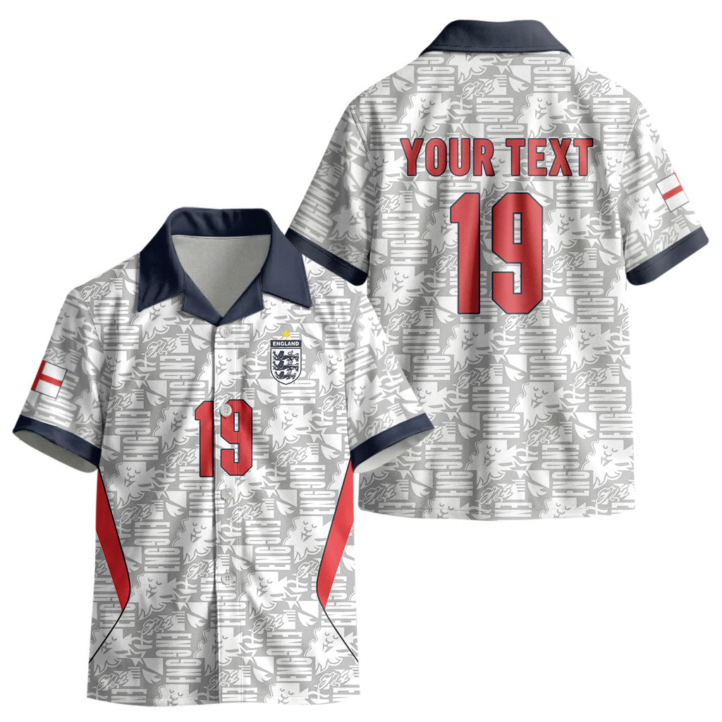 Custom World Football 2026 England Kid Hawaiian Shirt Three Lions Monogram White Glory