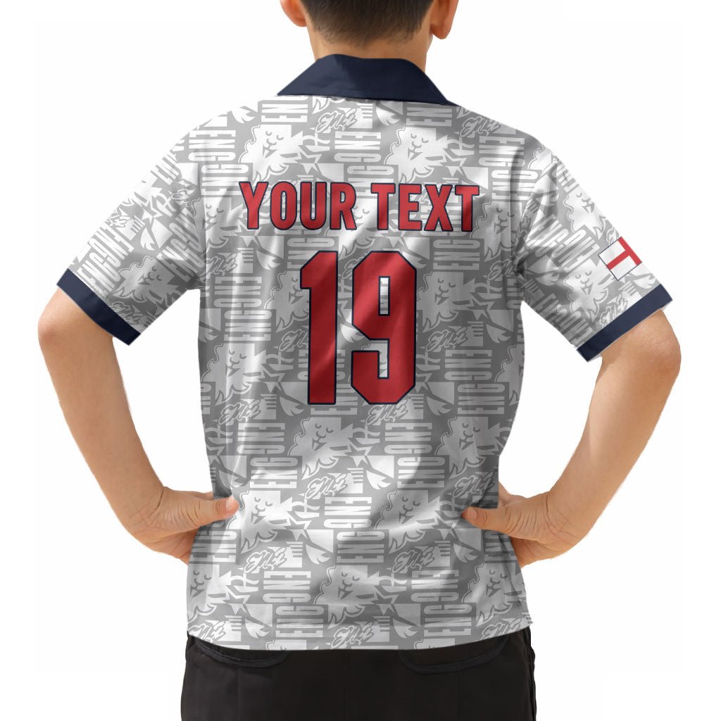 Custom World Football 2026 England Kid Hawaiian Shirt Three Lions Monogram White Glory