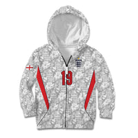 Custom World Football 2026 England Kid Hoodie Three Lions Monogram White Glory