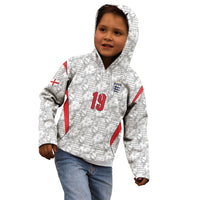 Custom World Football 2026 England Kid Hoodie Three Lions Monogram White Glory