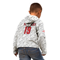 Custom World Football 2026 England Kid Hoodie Three Lions Monogram White Glory