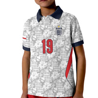 Custom World Football 2026 England Kid Polo Shirt Three Lions Monogram White Glory