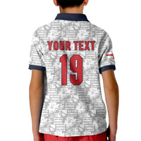 Custom World Football 2026 England Kid Polo Shirt Three Lions Monogram White Glory