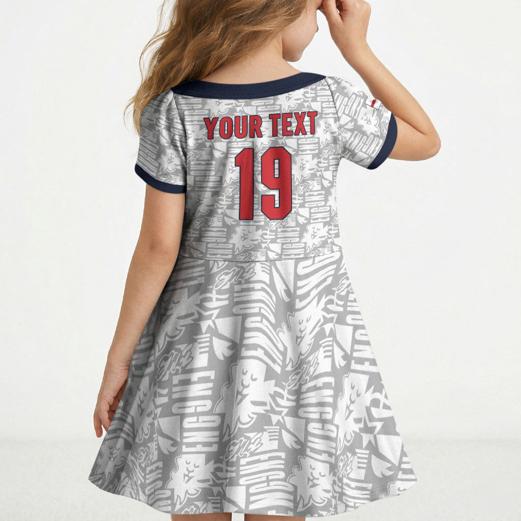 Custom World Football 2026 England Kid Short Sleeve Dress Three Lions Monogram White Glory