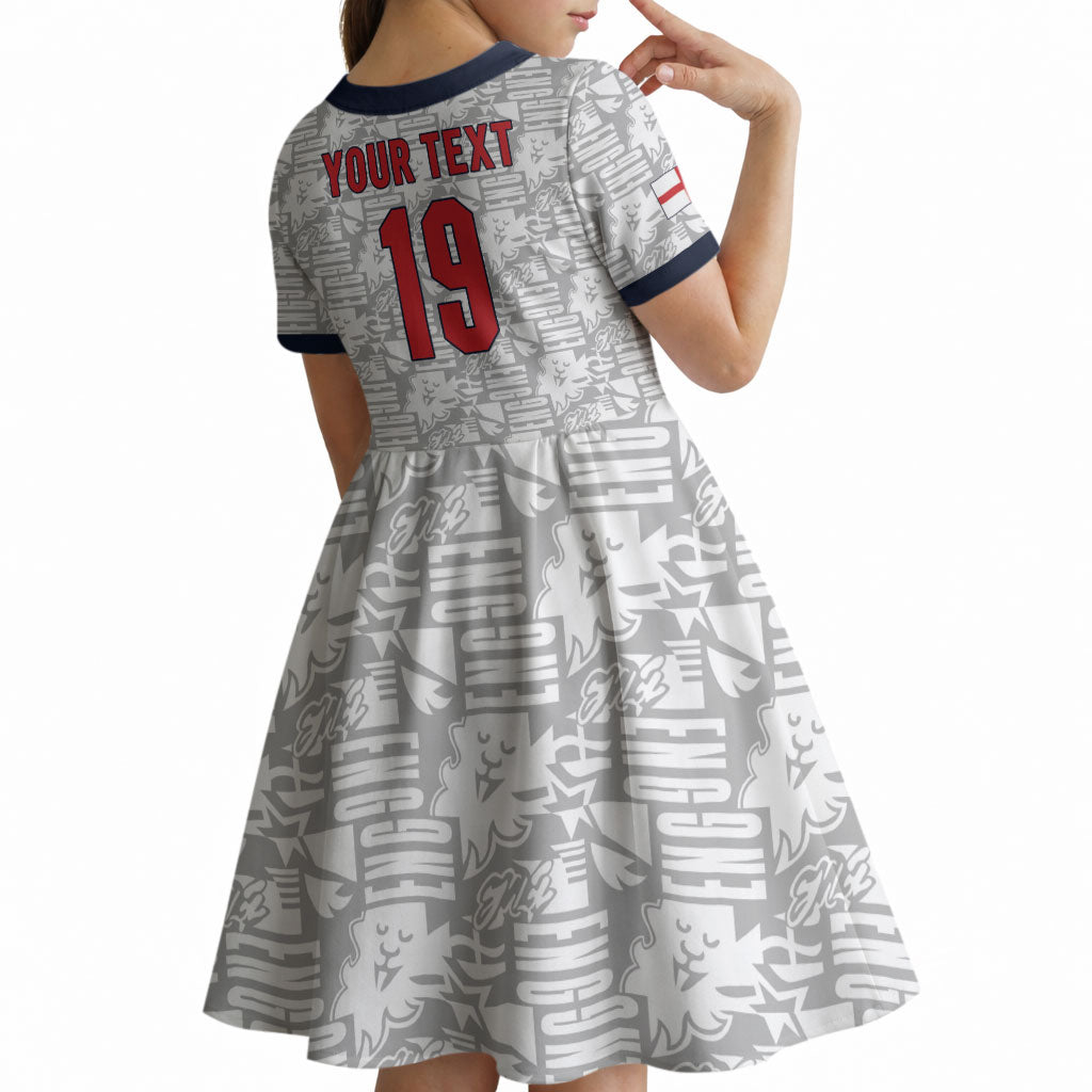 Custom World Football 2026 England Kid Short Sleeve Dress Three Lions Monogram White Glory