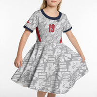 Custom World Football 2026 England Kid Short Sleeve Dress Three Lions Monogram White Glory