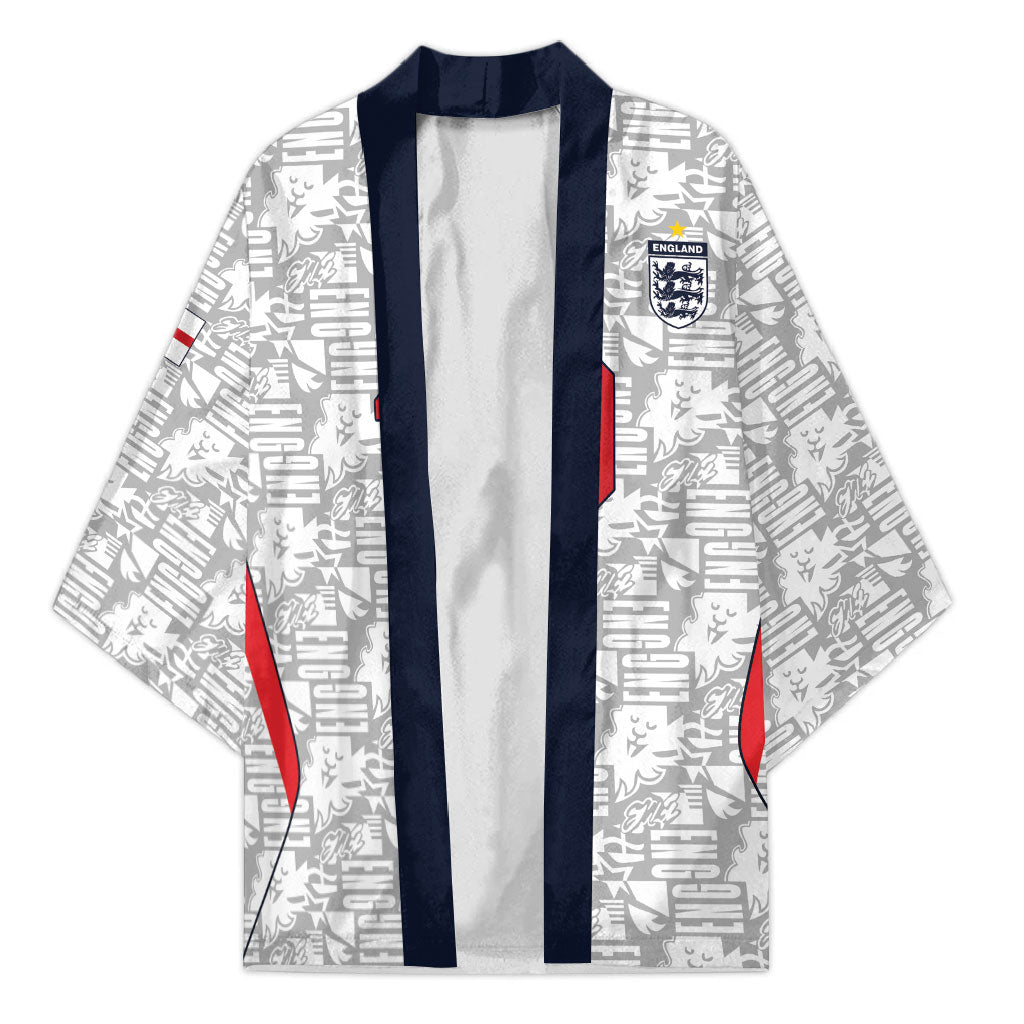Custom World Football 2026 England Kimono Three Lions Monogram White Glory