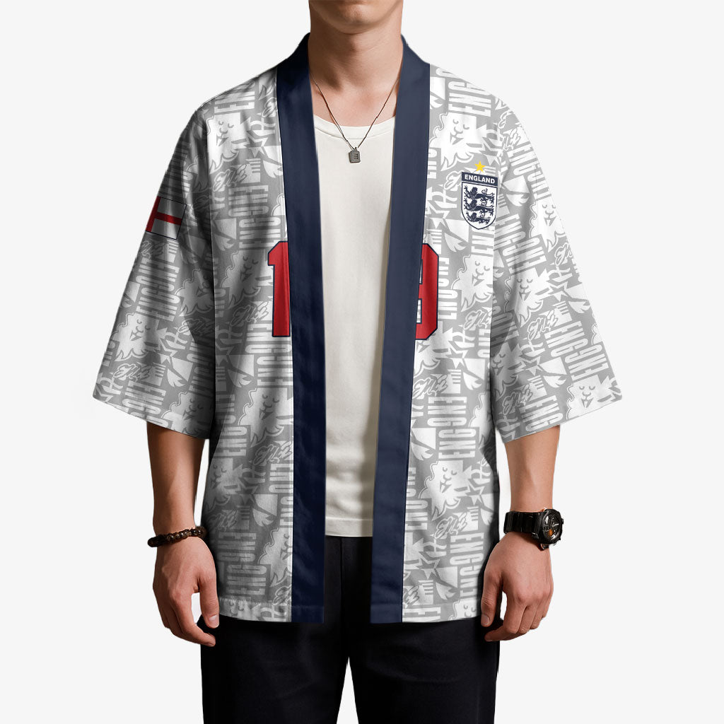 Custom World Football 2026 England Kimono Three Lions Monogram White Glory
