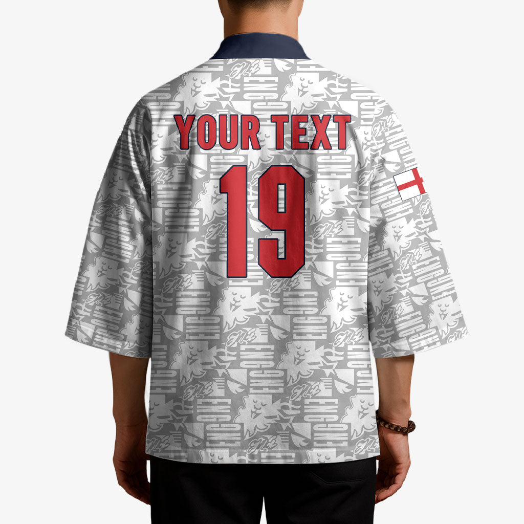 Custom World Football 2026 England Kimono Three Lions Monogram White Glory
