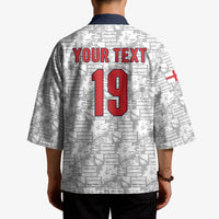 Custom World Football 2026 England Kimono Three Lions Monogram White Glory