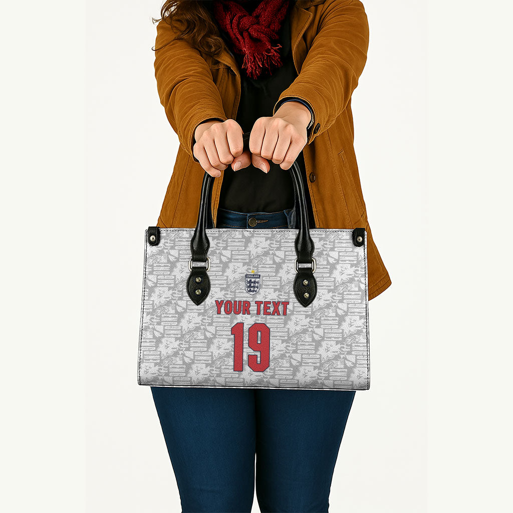 Custom World Football 2026 England Leather Bag Three Lions Monogram White Glory