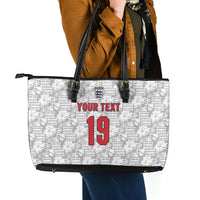 Custom World Football 2026 England Leather Tote Bag Three Lions Monogram White Glory