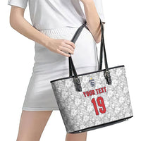 Custom World Football 2026 England Leather Tote Bag Three Lions Monogram White Glory