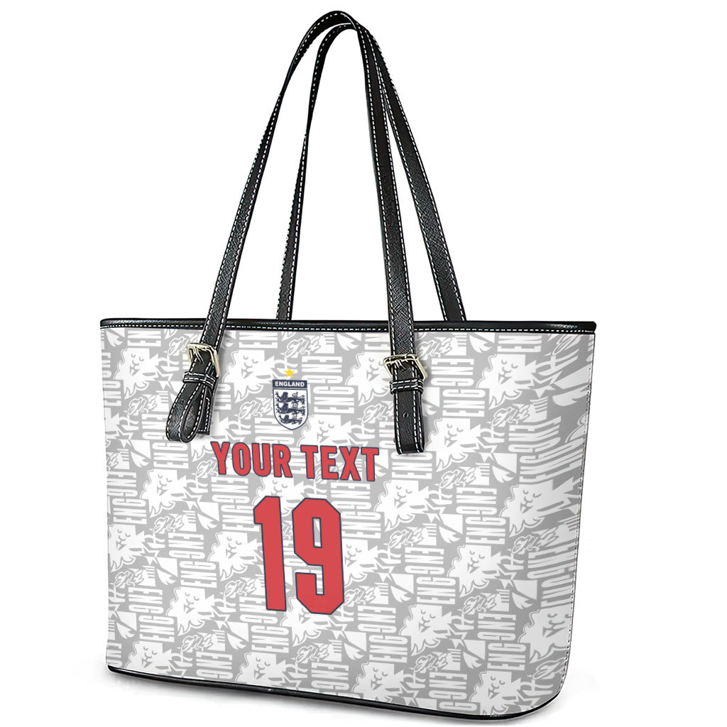 Custom World Football 2026 England Leather Tote Bag Three Lions Monogram White Glory
