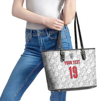 Custom World Football 2026 England Leather Tote Bag Three Lions Monogram White Glory
