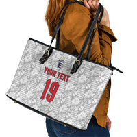 Custom World Football 2026 England Leather Tote Bag Three Lions Monogram White Glory