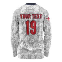 Custom World Football 2026 England Long Sleeve Shirt Three Lions Monogram White Glory