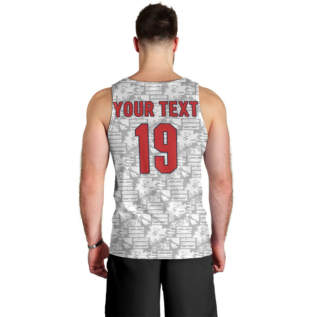 Custom World Football 2026 England Men Tank Top Three Lions Monogram White Glory