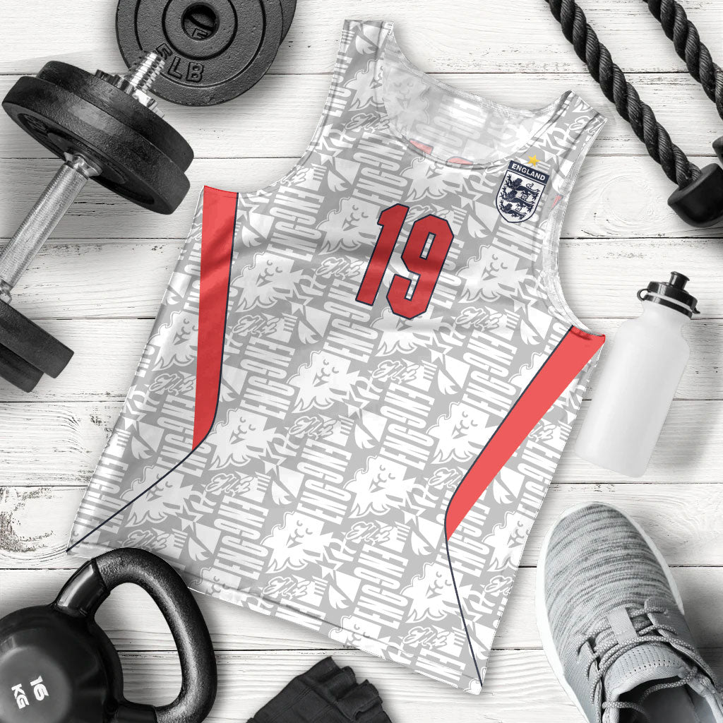 Custom World Football 2026 England Men Tank Top Three Lions Monogram White Glory