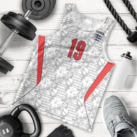 Custom World Football 2026 England Men Tank Top Three Lions Monogram White Glory