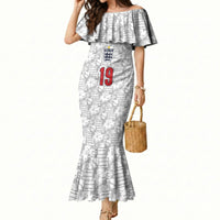 Custom World Football 2026 England Mermaid Dress Three Lions Monogram White Glory