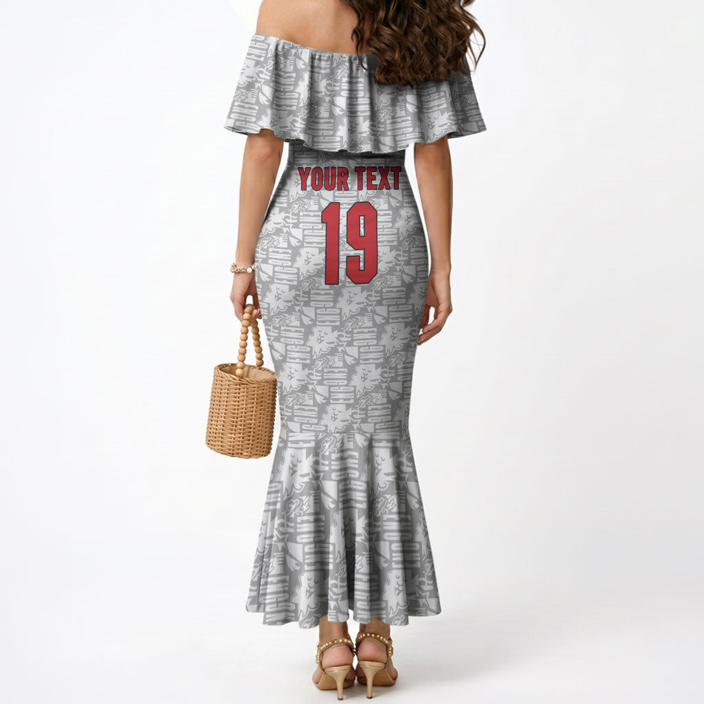 Custom World Football 2026 England Mermaid Dress Three Lions Monogram White Glory