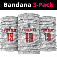 Custom World Football 2026 England Neck Gaiter Three Lions Monogram White Glory
