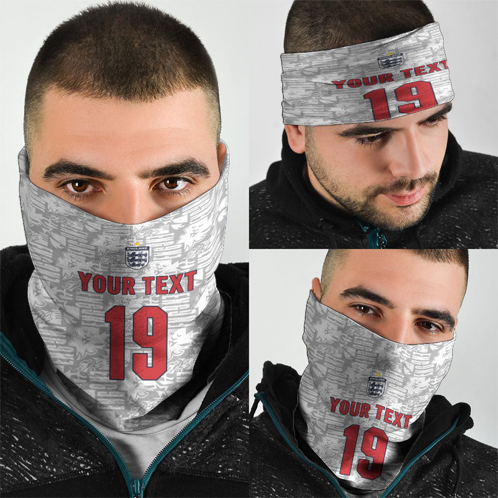 Custom World Football 2026 England Neck Gaiter Three Lions Monogram White Glory