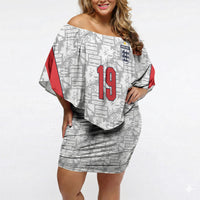 Custom World Football 2026 England Off Shoulder Short Dress Three Lions Monogram White Glory