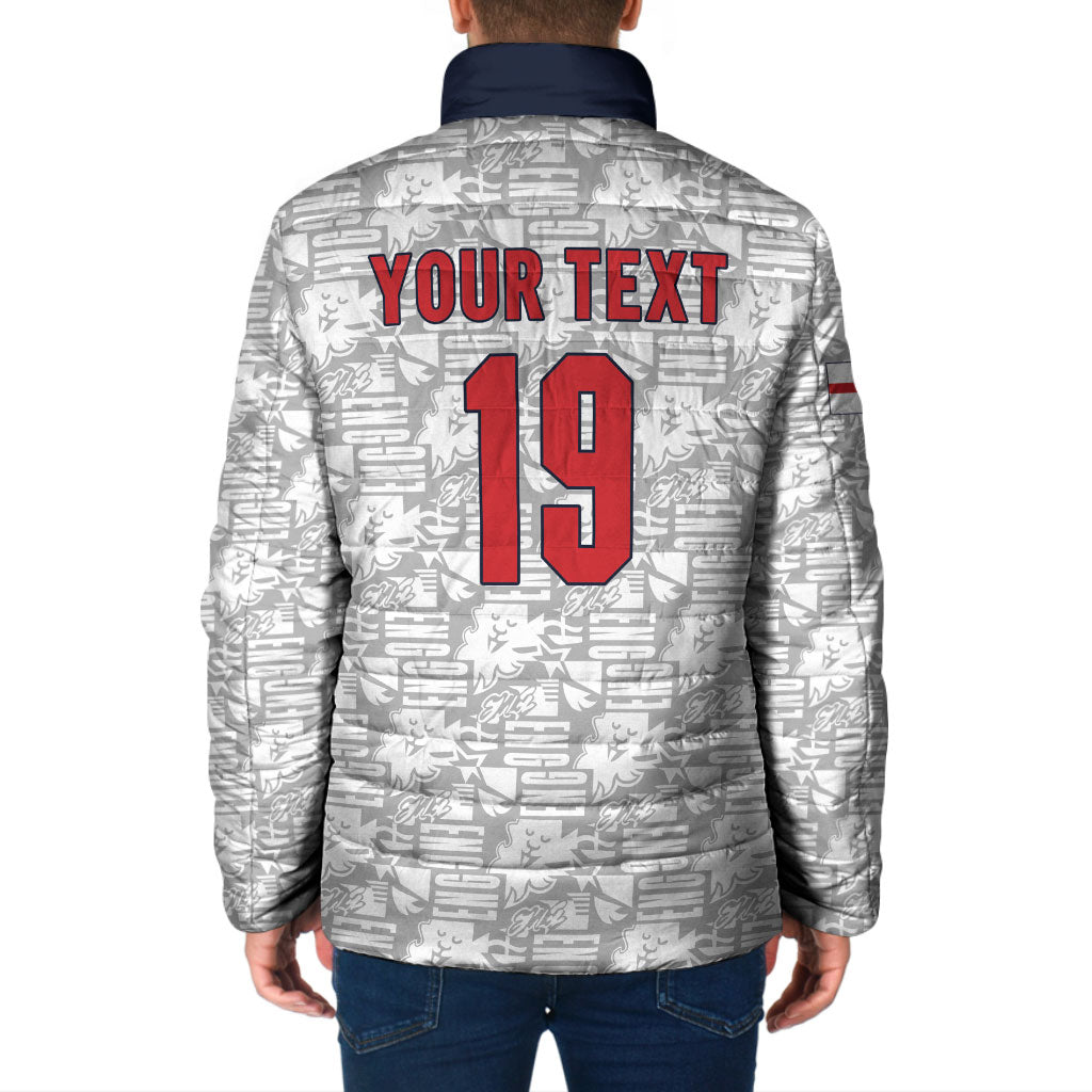 Custom World Football 2026 England Padded Jacket Three Lions Monogram White Glory