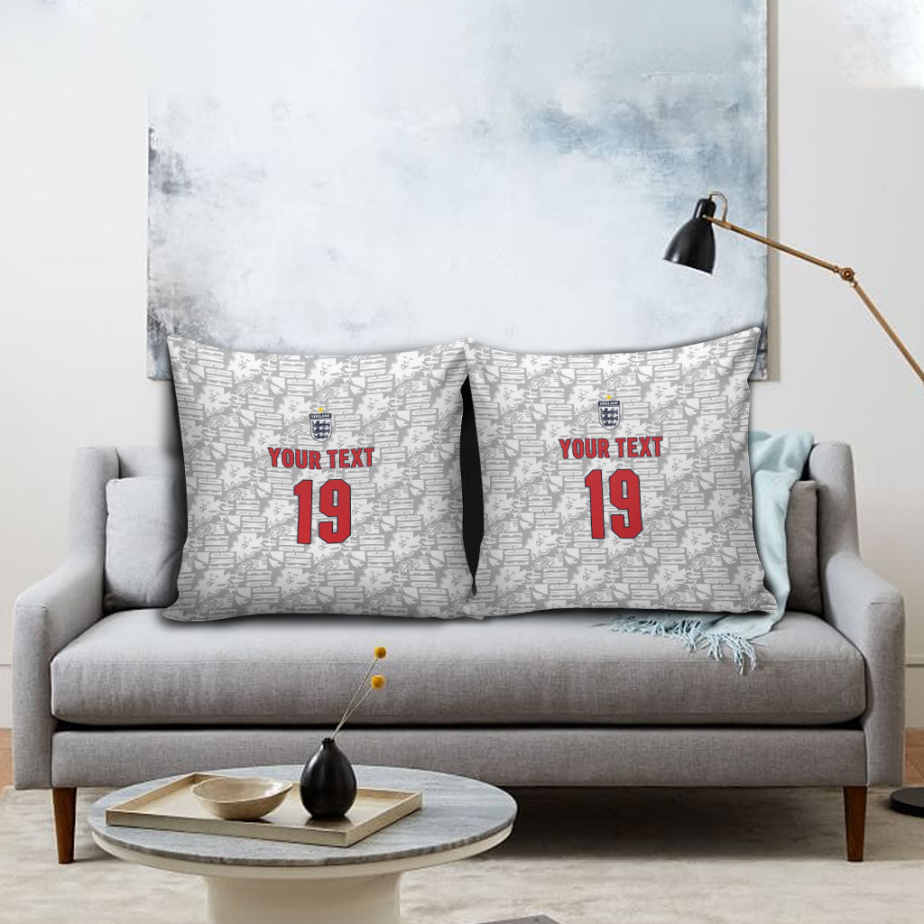 Custom World Football 2026 England Pillow Cover Three Lions Monogram White Glory