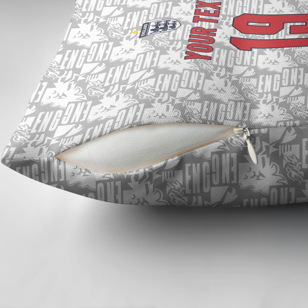 Custom World Football 2026 England Pillow Cover Three Lions Monogram White Glory
