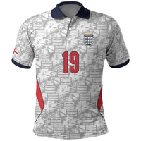 Custom World Football 2026 England Polo Shirt Three Lions Monogram White Glory