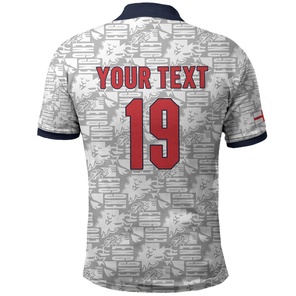 Custom World Football 2026 England Polo Shirt Three Lions Monogram White Glory