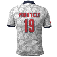Custom World Football 2026 England Polo Shirt Three Lions Monogram White Glory