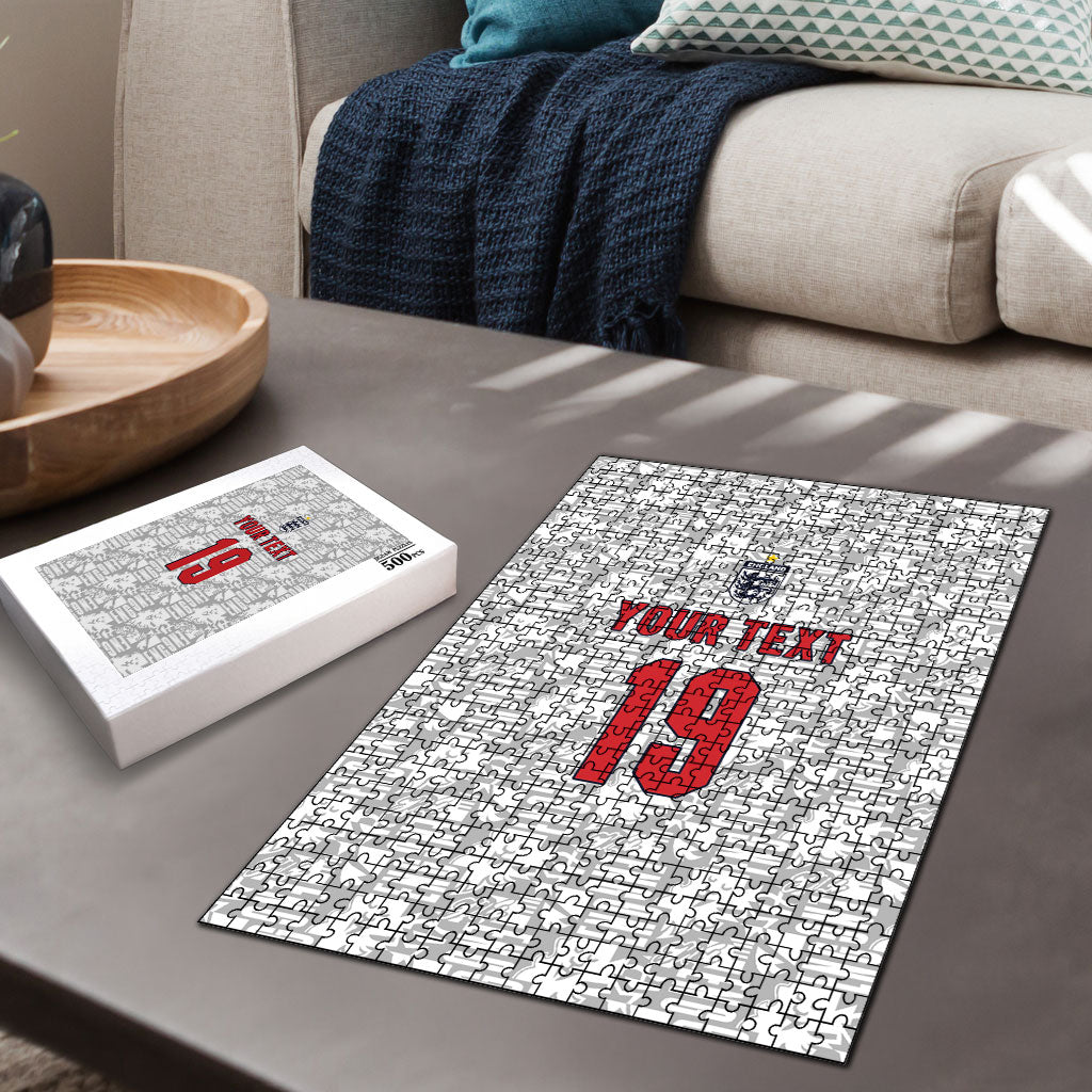 Custom World Football 2026 England Puzzle Three Lions Monogram White Glory