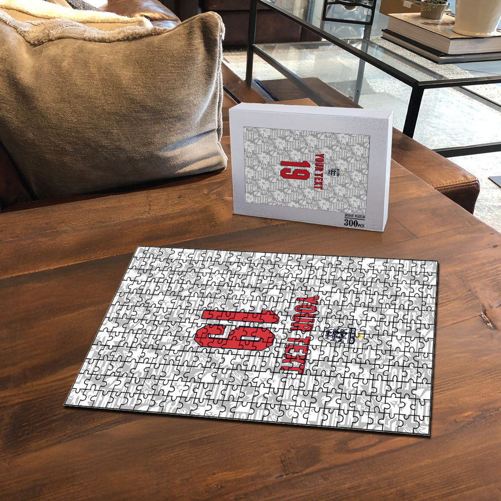 Custom World Football 2026 England Puzzle Three Lions Monogram White Glory